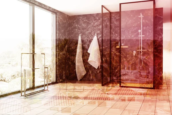 Mermer banyo, duş Çift