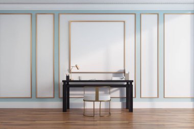 Beyaz ve yeşil ev ofis iç