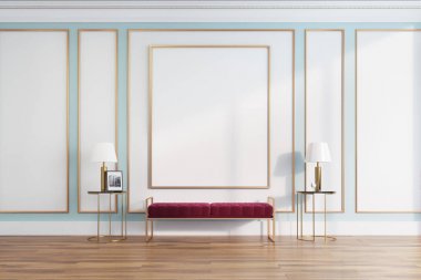 Beyaz ve yeşil oturma odası, kırmızı tezgah