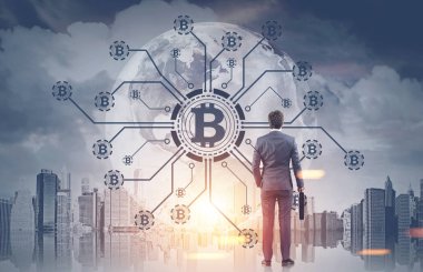 İşadamı, bavul, bitcoin ağ