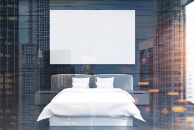 Çift yatak odası iç, poster, açık, gri