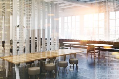 Kafe iç köşe, levhalar, çift çatı