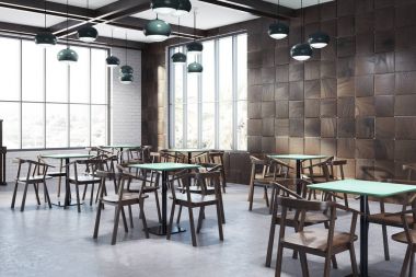 Beyaz ve ahşap kafe iç köşe