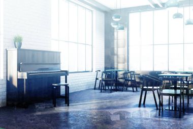 Beyaz Cafe iç köşe, piyano Çift Kişilik