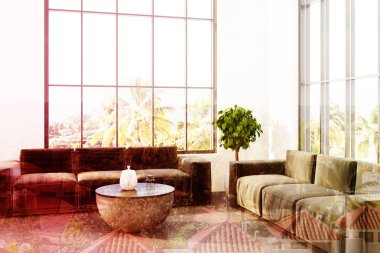 Çatı katında salon yuvarlak Masası tonlu beyaz