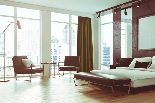 Gri yatak odası iç, poster, tonda köşe