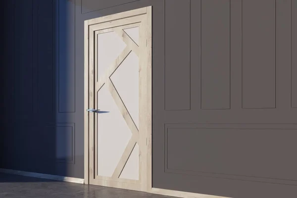 Szary ścianach pokoju z białym i drewniane drzwi boczne — Zdjęcie stockowe
