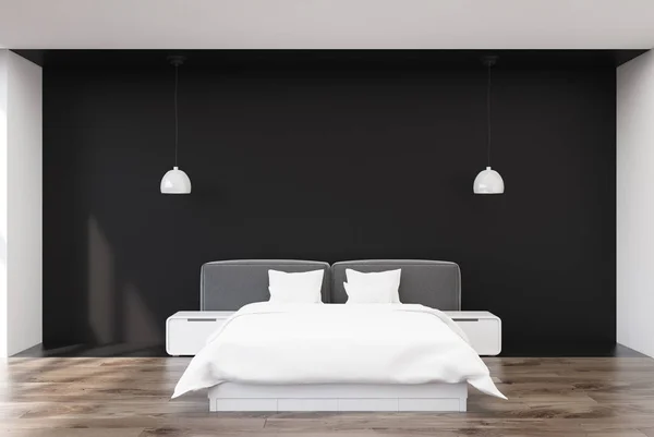 Black bedroom interior — Stock Photo, Image