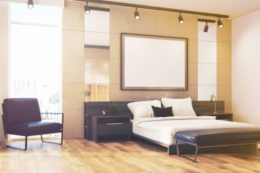 Işık gri yatak odası iç, tonda poster koltuk