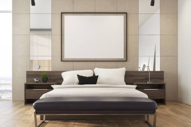 Bej çatı katı yatak odası, poster