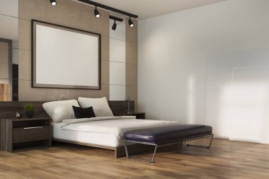 Bej çatı katı yatak odası köşesi, poster