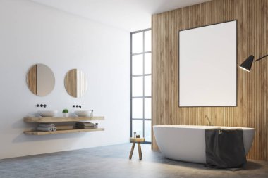 Ahşap banyo, poster, yan