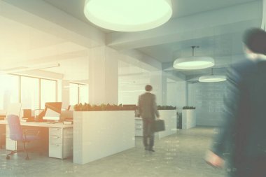 Mavi açık alan ofis iç yan köşe, erkekler