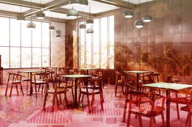 Beyaz ve ahşap kafe iç köşe Çift Kişilik