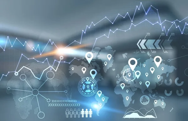 Infografik Konzept, Karte und hud, Büro — Stockfoto