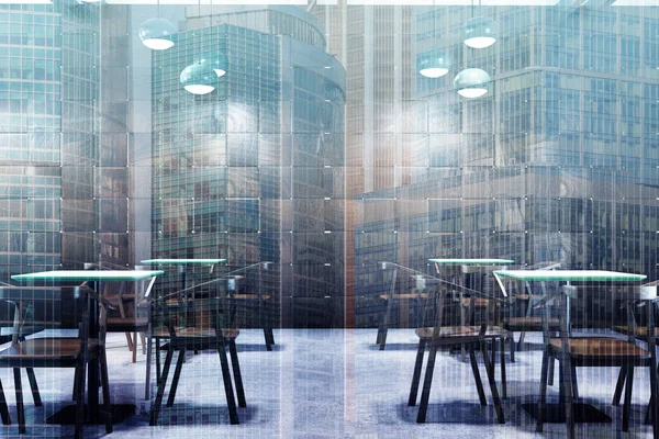 Ahşap kafe iç, masa ve sandalyeler Çift Kişilik