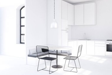 Lüks mutfak ve salon iç yan tonda