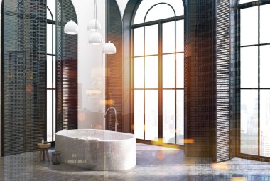 Lüks banyo, köşe, tonda siyah windows