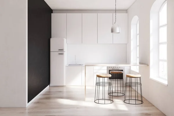 Cozinha escandinava interior, geladeira — Fotografia de Stock