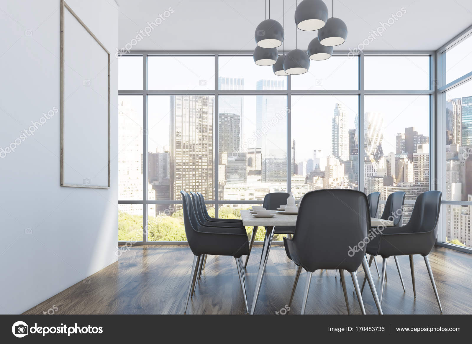 wnde esszimmer, esszimmer, graue stühle, seite — stockfoto © denisismagilov #170483736, Design ideen