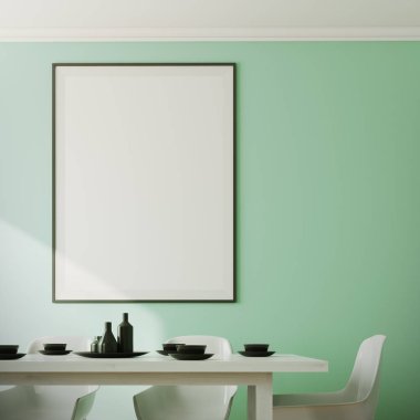 Poster yeşil yemek odası iç, yakın çekim