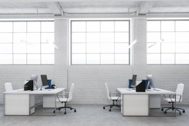 Beyaz tuğla alanı office yan açın