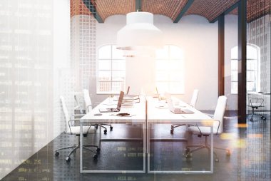 Tuğla tavan açık alan ofis iç tonda