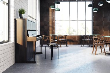 Beyaz Cafe iç, piyano, yan