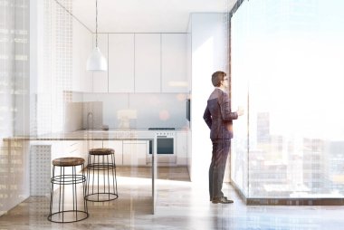 Bar standı, loft, adam İskandinav mutfak iç