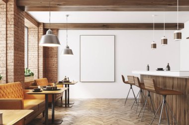 Beyaz ve ahşap Restoran, poster