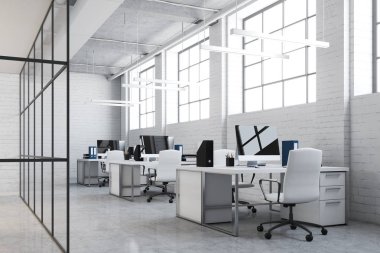 Beyaz tuğla açık alan ofis