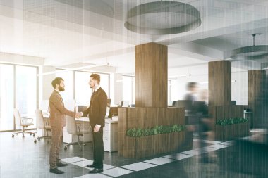 Ahşap ve beyaz alanı office köşe tonda açın