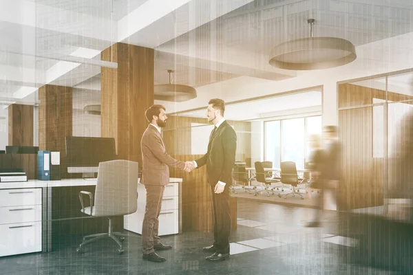 White and wood open space and meeting room corner — Stock Photo, Image