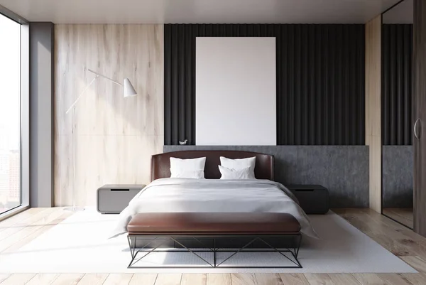 Интерьер спальни, постер, вид спереди — стоковое фото