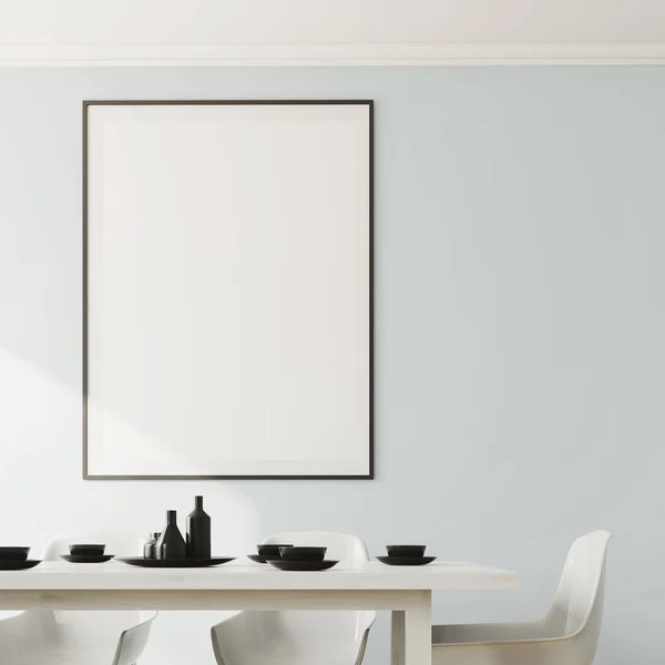 Sala de jantar branca, poster vertical de perto — Fotografia de Stock