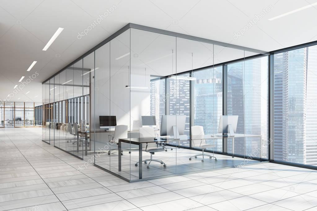 White and glass office interior