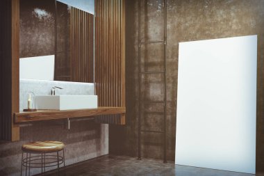 Gri banyo, lavabo, tonda poster