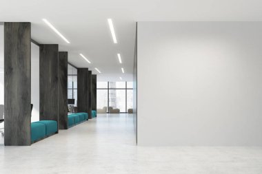 Beyaz ve ahşap uzay mavi ofis kanepeler açın