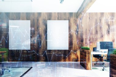 Doğa dostu ofis iç, tonda posterler