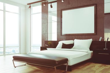 Gri lüks yatak odası iç, tonda poster