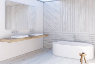 Gri ahşap banyo köşesi