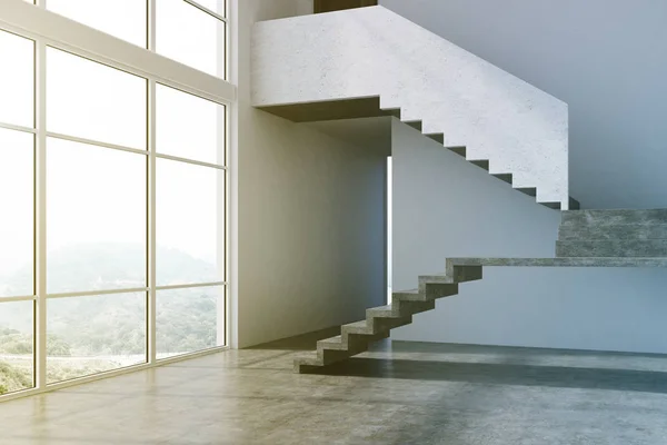 Apartamento cinza vazio salão, escadas tonificadas — Fotografia de Stock