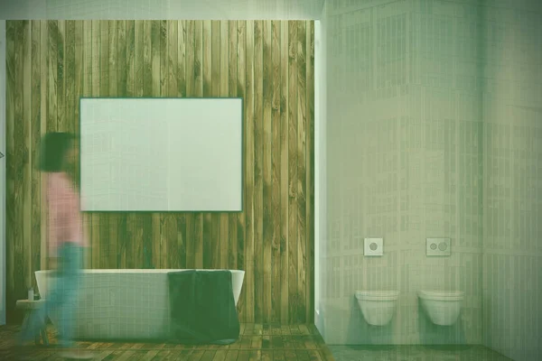 Lüks banyo, poster, küvet ve tuvalet — Stok fotoğraf