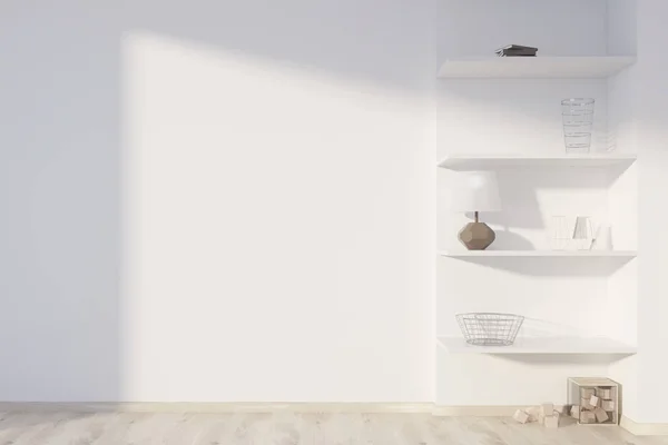 White living room, shelves — Stock Photo, Image