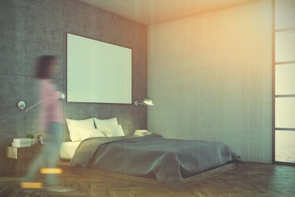 Beton yatak odası iç, poster, tonda köşe — Stok fotoğraf