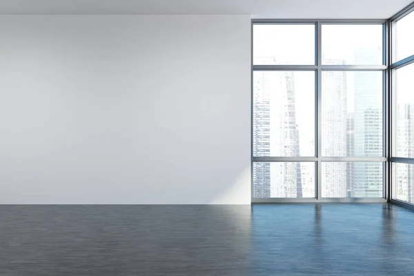 Boş beyaz oda iç, pencere — Stok fotoğraf