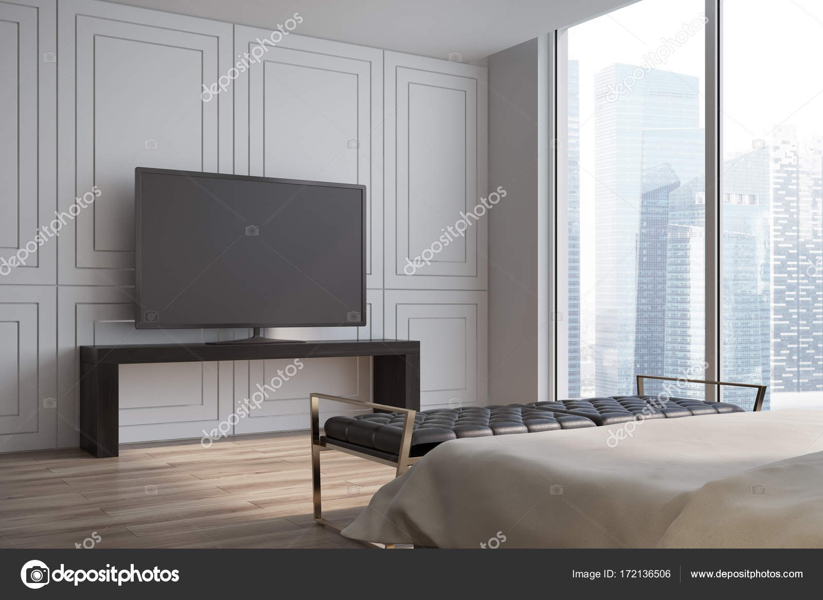 White living room, TV set side view — Stock Photo © denisismagilov