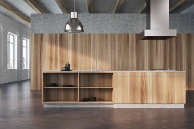 Hafif ahşap mutfak tezgahı