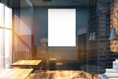 Gri kahvehane iç, tonda poster