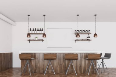 Beyaz ve koyu ahşap bar, poster